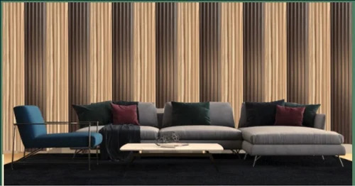 5 Groove Gold Plus Pvc Wall Panel - PVC 8mm, 10x10 ft, Cream and Dark Brown | Durable, Rectangular, Residential Use