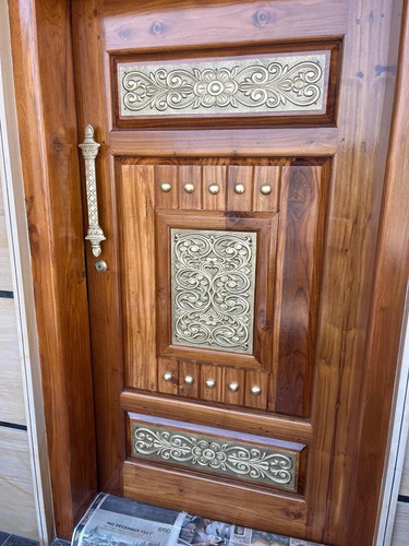 Brown 7 Feet Brass Main Door