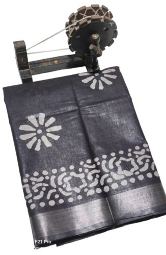 Cotton Linen Batik Print Saree - Color: All Colours