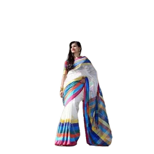 Fancy Handloom Silk Saree - Silk, Multicolor, Plain | Good Quality, Soft, Banarasi Style