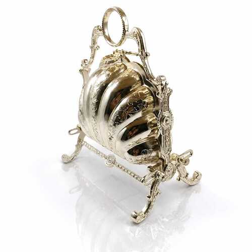 German Silver Vintage Biscuit Pot With Decorative Stand - Application: Home