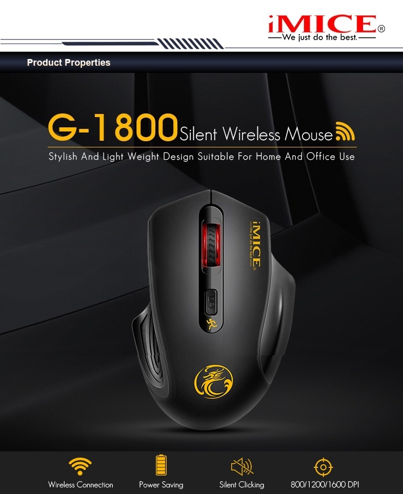 Imice G-1800 2.4G Bluetooth Dual-Mode Light Tone Mouse Rechargeable Version 4 Key Gaming And Esports Mouse - Application: Computer
