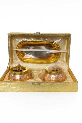 Luxury Copper Dry Fruit Jar Set With Serving Tray In Premium Gift Box - Application: Home