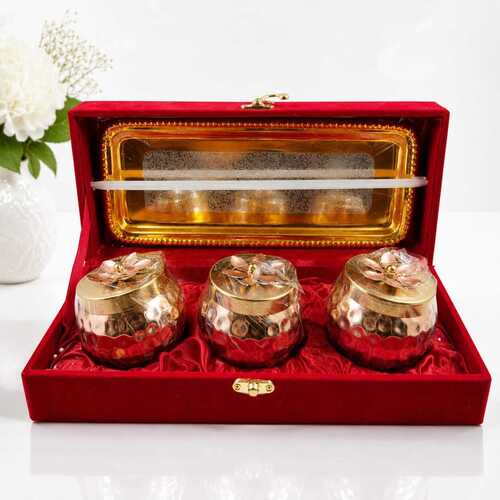 Premium Dry Fruit Jar Set With Serving Tray In Velvet Gift Box - Application: Home