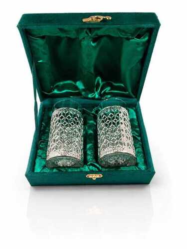 Luxury German Silver Glass Set Of 2 With Premium Velvet Gift Box - Application: Home