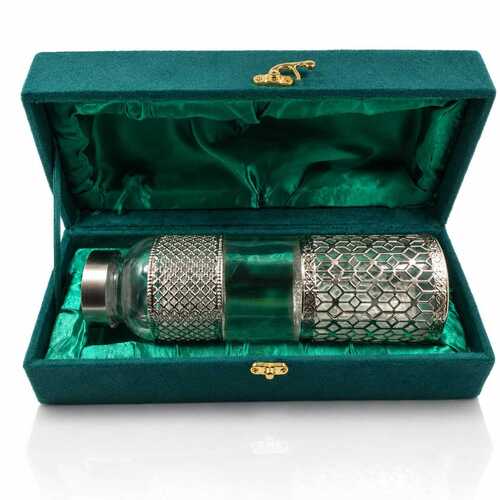 Luxury German Silver Glass Water Bottle With Velvet Gift Box - Application: Home