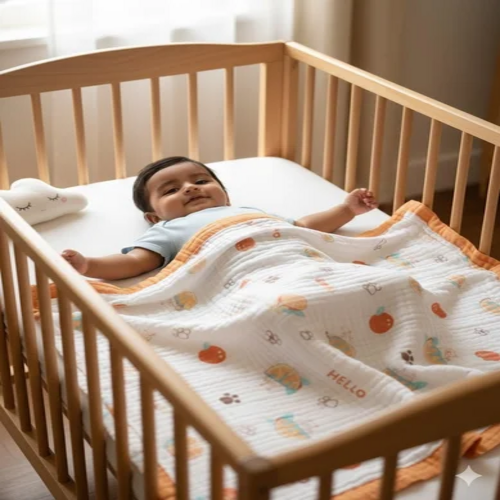 6 Layer Pure Muslin Blanket For 0-3 Years Babies - Size: 120X120 Cm