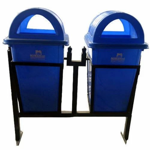 Blue Plastic Dustbin With Stand