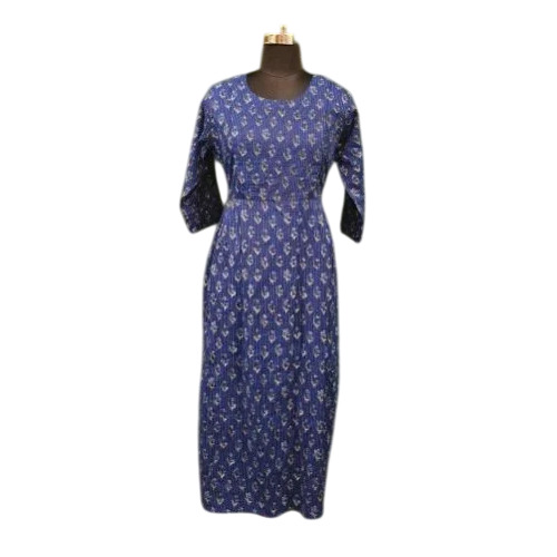 Ladies Blue Printed Anarkali Kurti