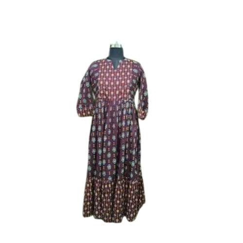 Ladies Maroon Printed Anarkali Kurti - Feature: Breathable