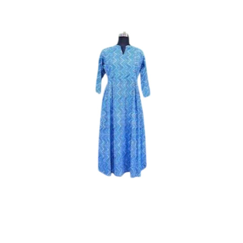 Ladies Sky Blue Printed Anarkali Kurti