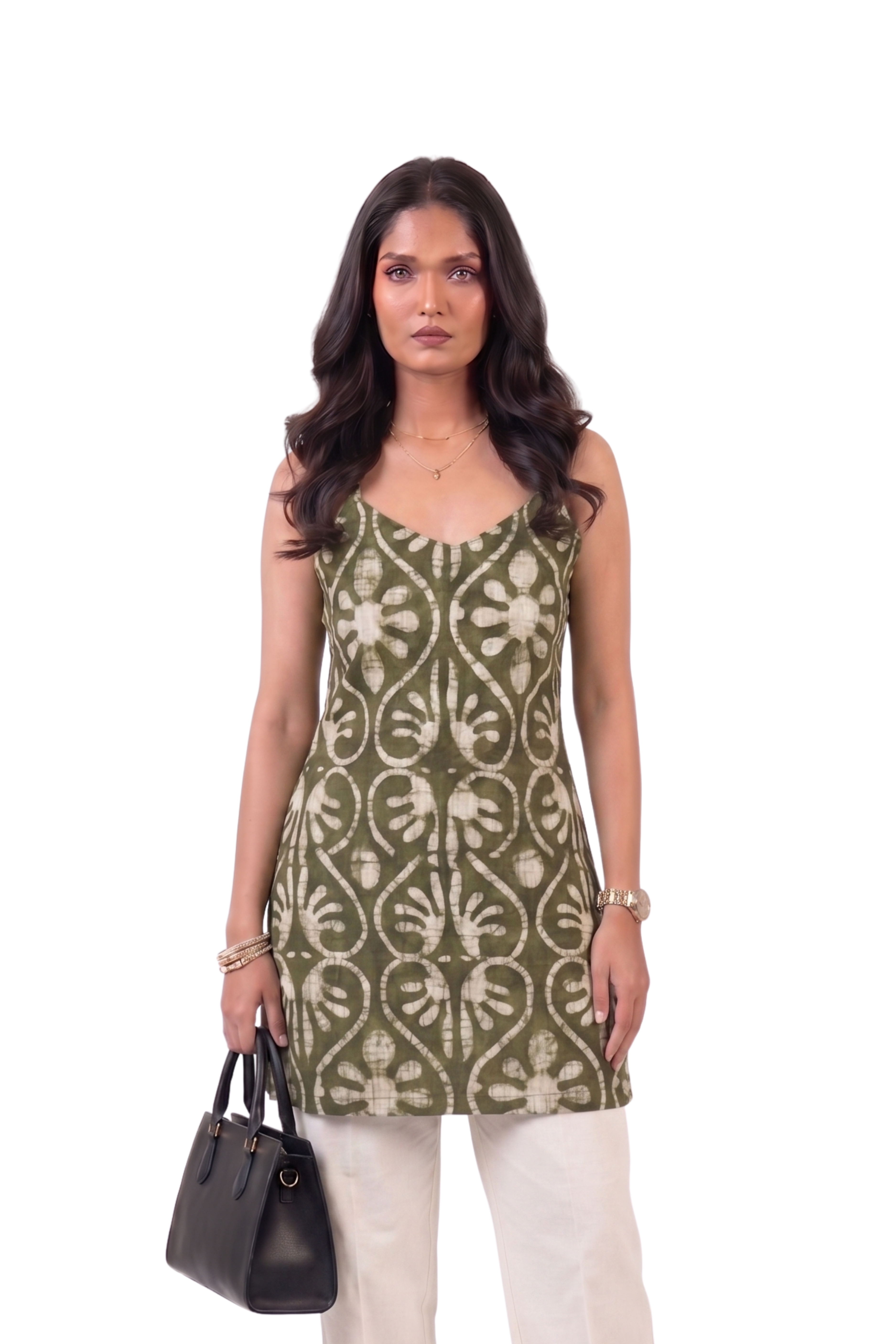 Printed Designer Fit Sleevless Short Kurti - Bust Size: 40 Centimeter (Cm)