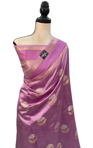 Printed Unstitched Semi Katan Banarasi Saree