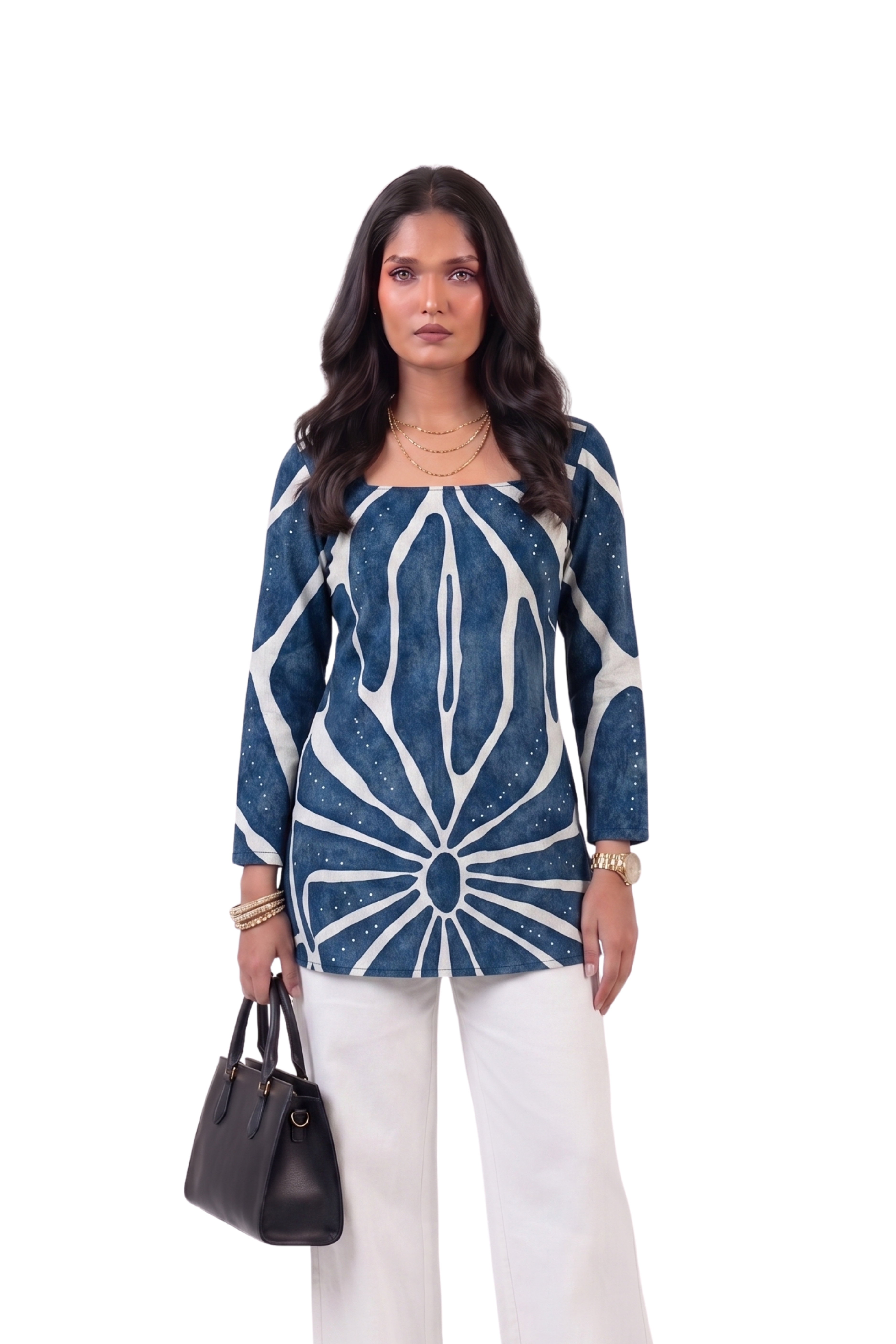 Straight Ladies Stylish Short Kurti - Color: Multicolor