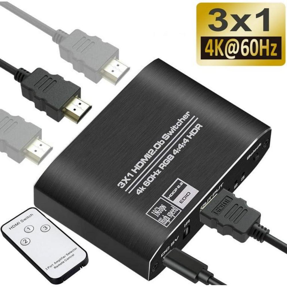 3 Port HDMI Switch 4K 3D 3x1 HDMI Video Switch Gold Plated Ports