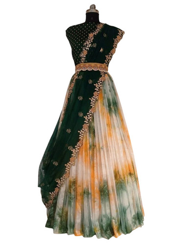 Ladies Georgette Green Ombre Lehenga Set