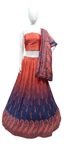 Ladies Rayon Rust Ombre Lehenga Choli Set