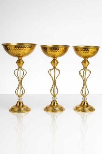 Luxury Golden Metal Decorative Bowl Stand Set Of 3 - Application: Home