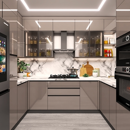 G Shaped modular kitchen