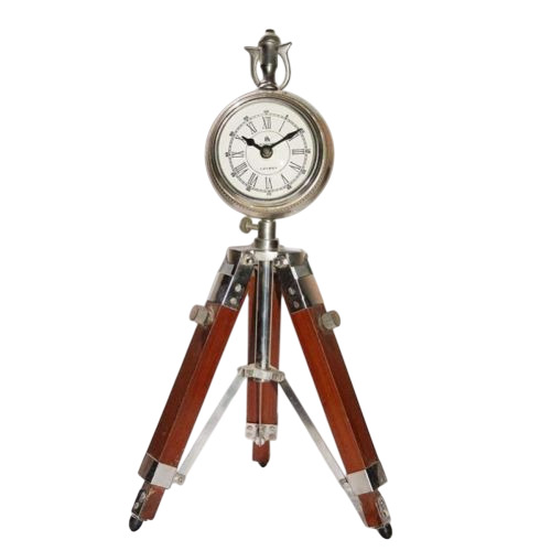 Nautical Chrome Finish Tripod Table Clock