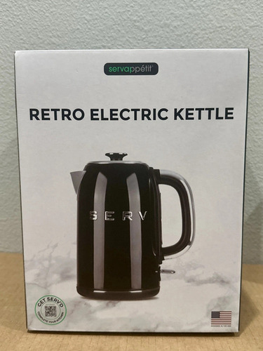 Servappetit Black Retro Style SERV Corded Electric Water Kettle 1.7L Teapot NIB