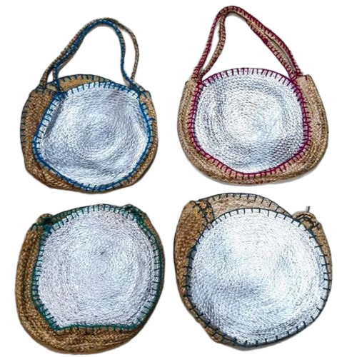 Silver Hand Woven Jute Bag