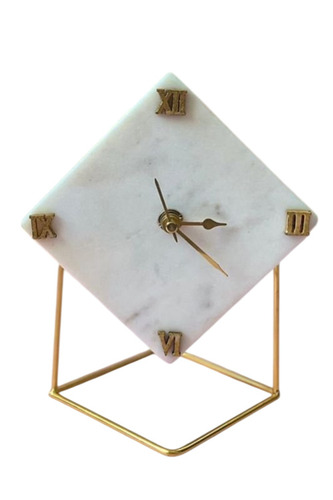White Marble Diamond Shape Desktop Clock