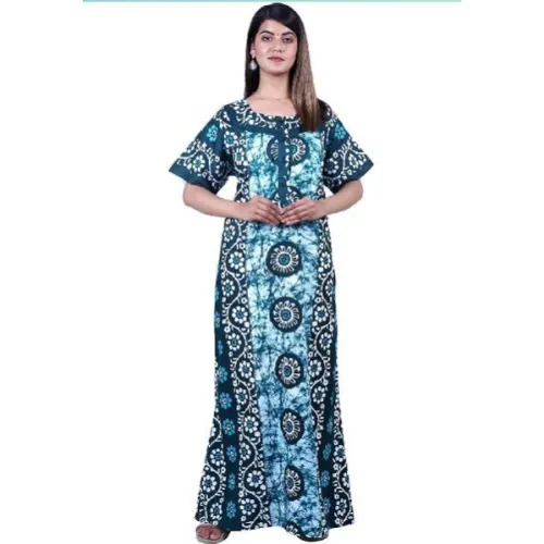 Womens Printed Cotton Jaipuri Night Gown