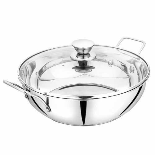 3 L Stainless Steel Kadhai - Color: Silver