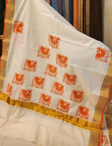 Block Printed Kerala Cotton Saree