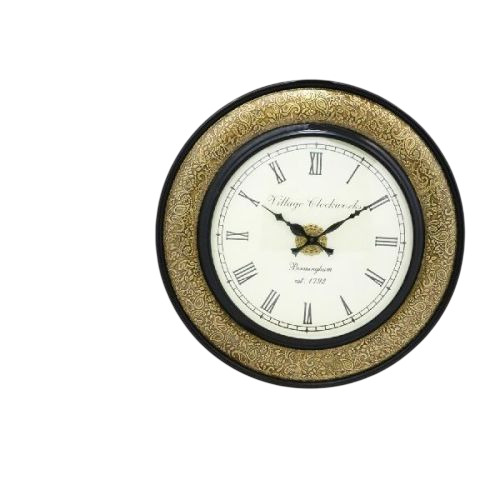 Brass On Wooden Design Wall Clock