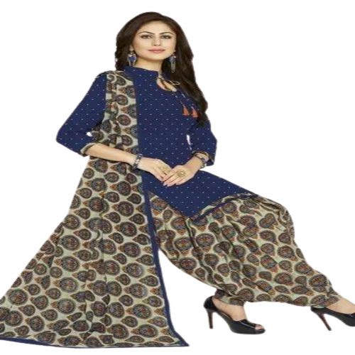 Ladies Blue Printed Churidar Suit