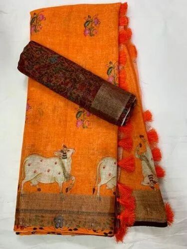 Pure Linen Digital Print Sarees