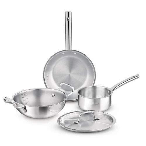Tri-Ply Stainless Steel 4 Pcs Cookware Set