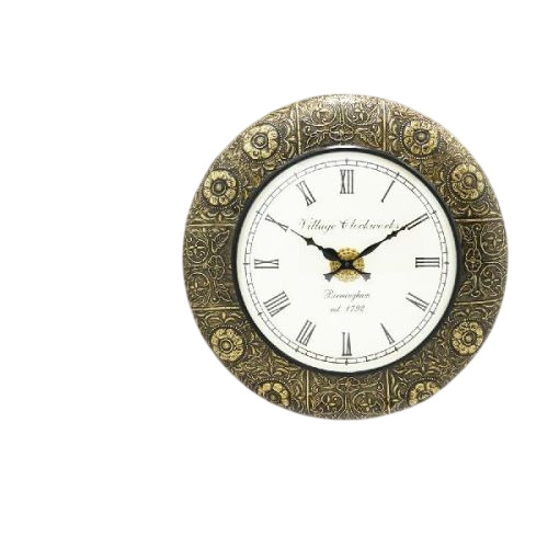 Wooden Full Brass Carving Work Wall Clock