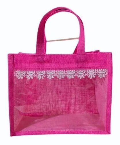 Pink Jute Window Bag