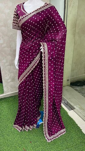 6m Purple Georgette Saree