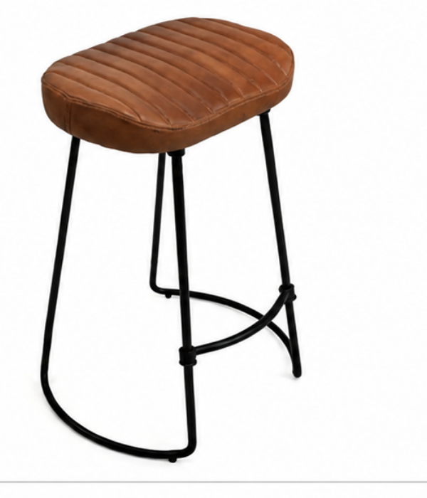Brown Upholstered Bar Stool
