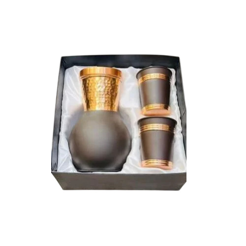 Copper Matka Bottle Glass Set