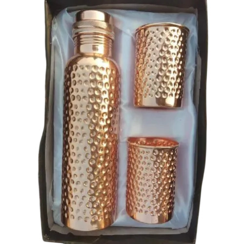 Copper Water Bottle With Two Glass
