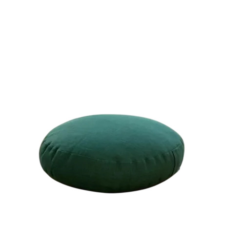 Green Cotton Round Meditation Cushion With Buckwheat Filling