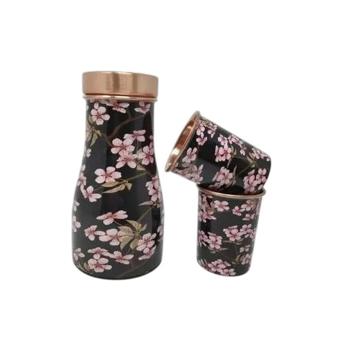 Meena Printed Bedroom Copper Bottle With 2 Glass