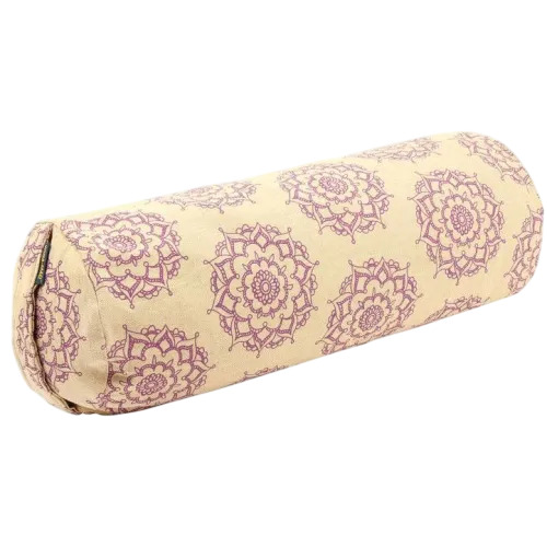 Multicolor Cotton Round Printed Yoga Bolster With Buckwheat Filling