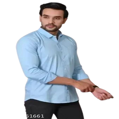 Navy Blue Solid Cotton Shirt