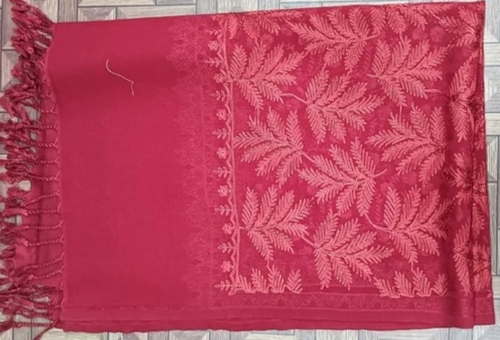 Pink Embroidered Woolen Stole
