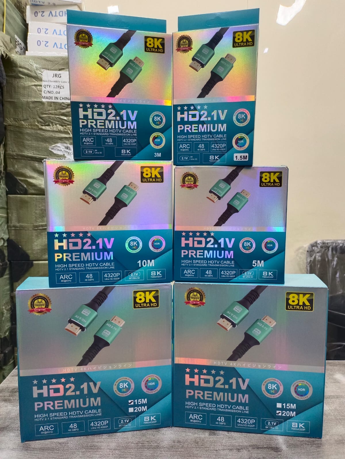 Premium High Speed HDMI 2.1 8K 4320P ARC 1.5M 3M 5M 15M 20M Cable