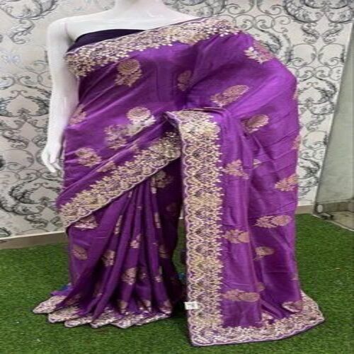 Purple Printed Georgette Saree