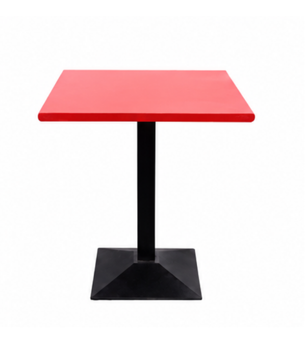 Square Cafe Table With Black Metal Pedestal Base - Brand Name: Niktan Export