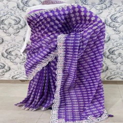 Violet Pure Muslin Silk Saree