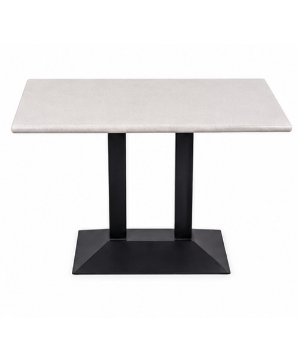 White Rectangular Cafe Table With Black Metal Double Pedestal Base - Dimension (L*W*H): 48   24   30 Inch Inch (In)